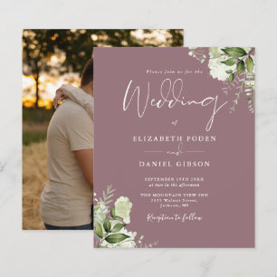 Papier Carton d'invitation de mariage photo feuillage mau