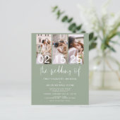 Papier Carton d'invitation de mariage photo vert sauge Bu (Debout devant)