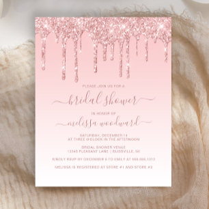 Papier Carton d'invitation de mariage rose à paillettes B
