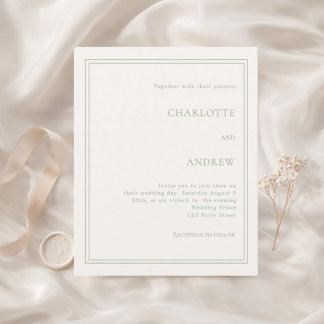Papier Carton d'invitation de mariage simple luxe vert sa
