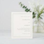 Papier Carton d'invitation de mariage simple luxe vert sa (Debout devant)