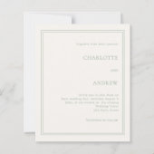 Papier Carton d'invitation de mariage simple luxe vert sa (Devant)