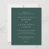 Papier Carton d'invitation de mariage simple vert émeraud (Devant)