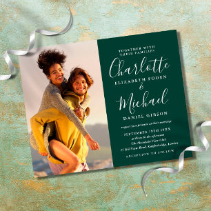 Papier Carton d'invitation de mariage vert émeraude à pet