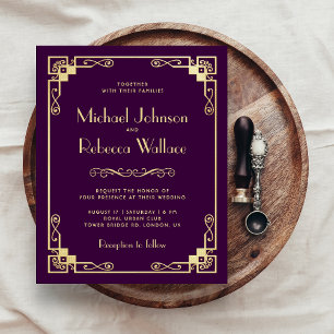 Papier Carton d'invitation de mariage violet bon marché A