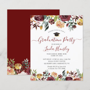 Papier Carton d'invitation de remise de diplôme floral bo