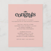 Papier Carton d'invitation de remise de diplôme rose past (Dos)