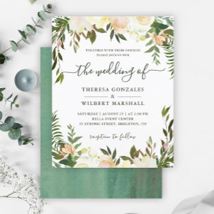 Papier Carton d'invitation floral à verdure de budget pou