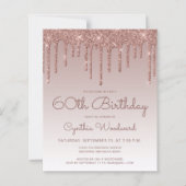 Papier Carton d'invitation rose gold pour 60e anniversair (Devant)