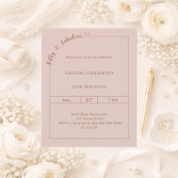 Carton d'invitation rose saumon pour 50 ans et tou