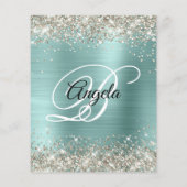 Papier Carton d'invitation Turquoise pâle avec paillettes (Dos)