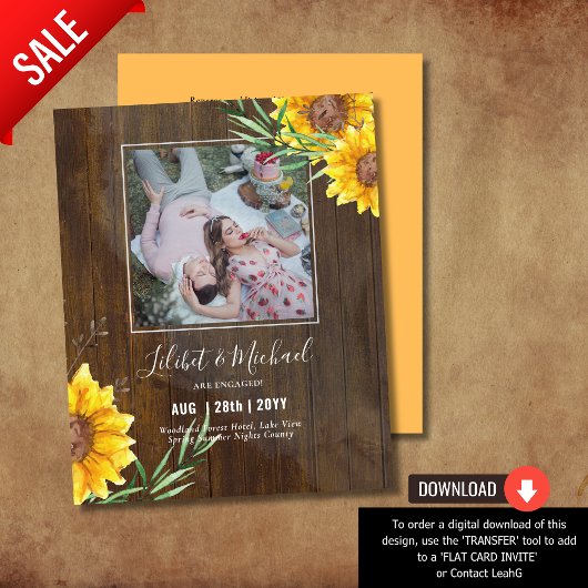 Papier Cartons d'invitation de fiançailles BOHO PHOTO Tou