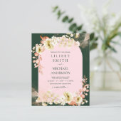 Papier Cartons d'invitation de mariage Floral Vert PINK d (Debout devant)