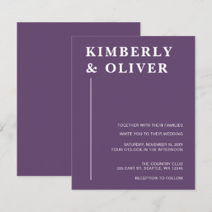 Papier Cartons d'invitation de mariage violet moderne à b