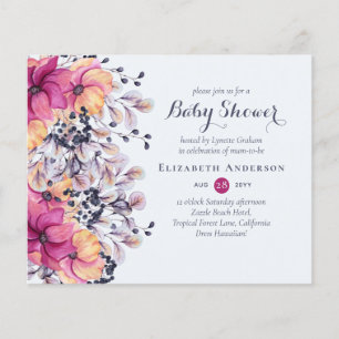 Papier Cartons d'invitation pour Baby Shower Fuchsia et G