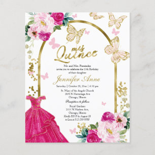 Papier Cartons d'invitation Quince Butterfly Budget Rose
