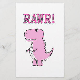Papier Cartoon T-Rex Dinosaur Mignonne Et Rose En Colère
