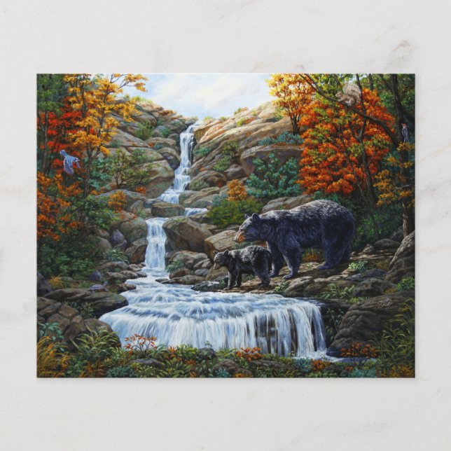 Papier Cascade Mère et Cube Ours Noir (Devant)