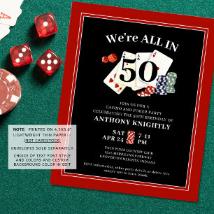 Papier Casino Poker Anniversaire Fête Budget Invitation