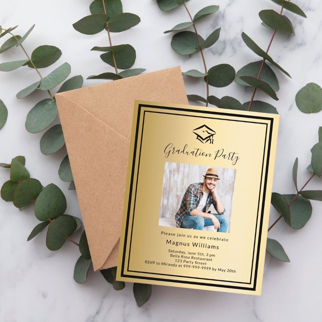 Papier Casquette de la fête de graduation en or noir (Créateur téléchargé)