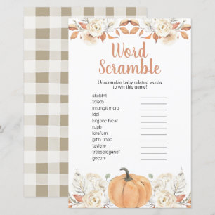 Papier Casse-tête de mots floral rustique citrouille oran