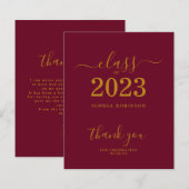 Papier Catégorie BUDGET de 2023 Gold Maroon Graduation (Devant / Derrière)