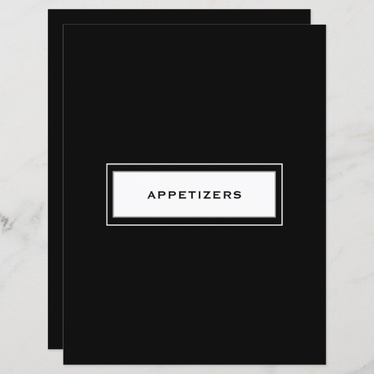 Papier Catégorie de recette | Entrées | Noir et blanc (Devant / Derrière)