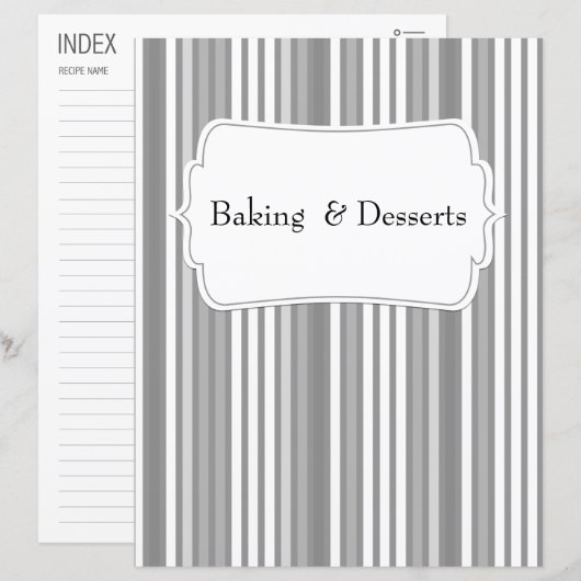Papier Catégorie/index de recette triée verticale grise (Devant / Derrière)