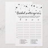 Papier Catégories de mariage jeu modifiable Shower de mar (Devant / Derrière)