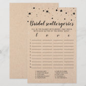 Papier Catégories de mariage jeu modifiable Shower de mar (Devant / Derrière)