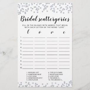 Papier Catégories de mariage jeu modifiable Shower de mar