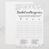 Papier Catégories de mariage jeu modifiable Shower de mar (Devant / Derrière)