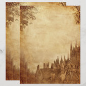 Papier Cathédrale gothique médiévale Vintage Sepia (Devant / Derrière)