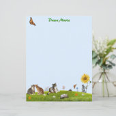 Papier Cats, Flowers, and Butterflies Stationery (Debout devant)