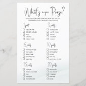 Papier Ce qui dans votre sac à Fête des mariées Jeu Lave (Devant)