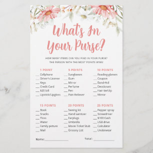 Papier Ce qui dans votre sac jeu Fleur sauvage rustique