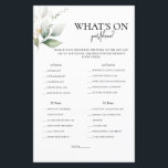 Papier Ce qui est sur votre téléphone greenery jeu de dou<br><div class="desc">Ce qu'il y a sur votre téléphone,  jeu de douche nuptiale verdoyante. Faites de votre mariage un mariage amusant avec ce jeu de douche nuptiale.</div>