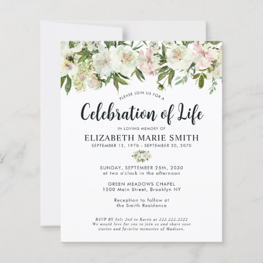 Papier Célébration budgétaire de la vie Floral Funeral Me (Devant)