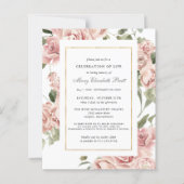 Papier Célébration budgétaire de la vie rose florale Invi (Devant)