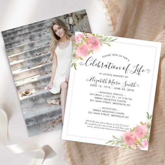 Papier Célébration budgétaire de la vie rose Photo funéra