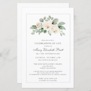 Papier Célébration budgétaire de la vie White Floral Invi