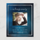 Papier Célébration de la vie funéraire bleu invitation ph (Dos)