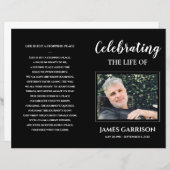 Papier Célébration de la vie White On Black Funeral Progr (Devant / Derrière)