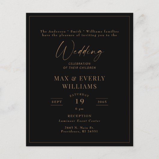 Papier Célébration du Mariage Black & Gold encadré dans l (Devant)