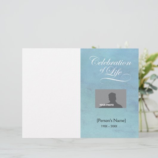 Papier Celebration of Life Memorial Program blue watercol (Debout devant)