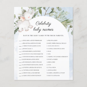 Papier Celebrity Baby Names Boy Blue Baby shower Jeu