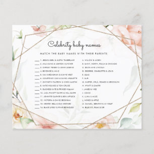 Papier Celebrity Baby Names Girl Floral Baby shower Jeu