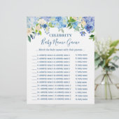 Papier Celebrity Baby Names Jeu Blue Hydrangea Floral (Debout devant)