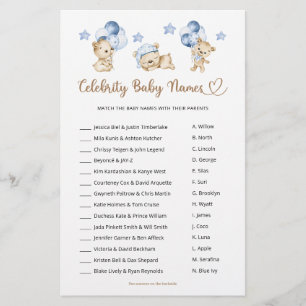 Papier Celebrity Baby Names Teddy Bear Boy Baby shower