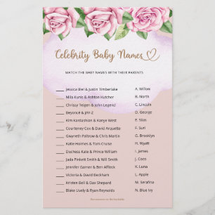 Papier Celebrity Baby Names Teddy Bear Girl Baby shower